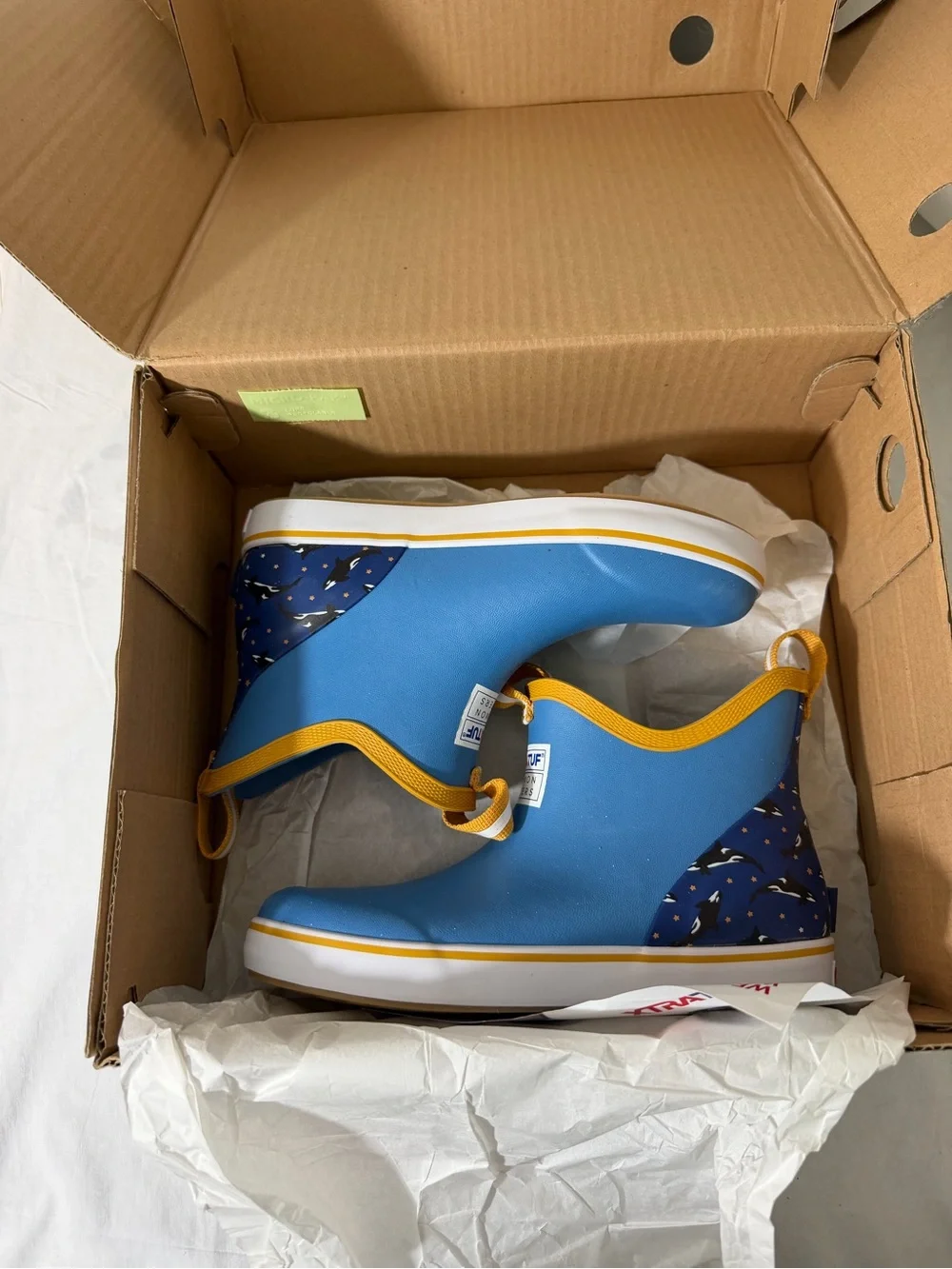 XTRATUF Kids Blue Pull-On Rain & Snow Boots with Yellow Trim
